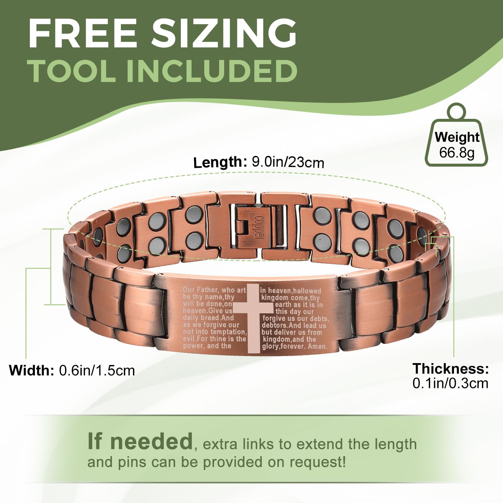 MagEnergy copper bracelet hypoallergenic, nickel-free for comfortable daily wear.