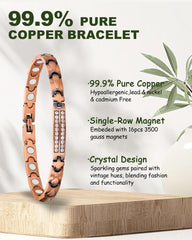 MagEnergy copper bracelet magnets close-up highlighting strong neodymium magnets for support.
