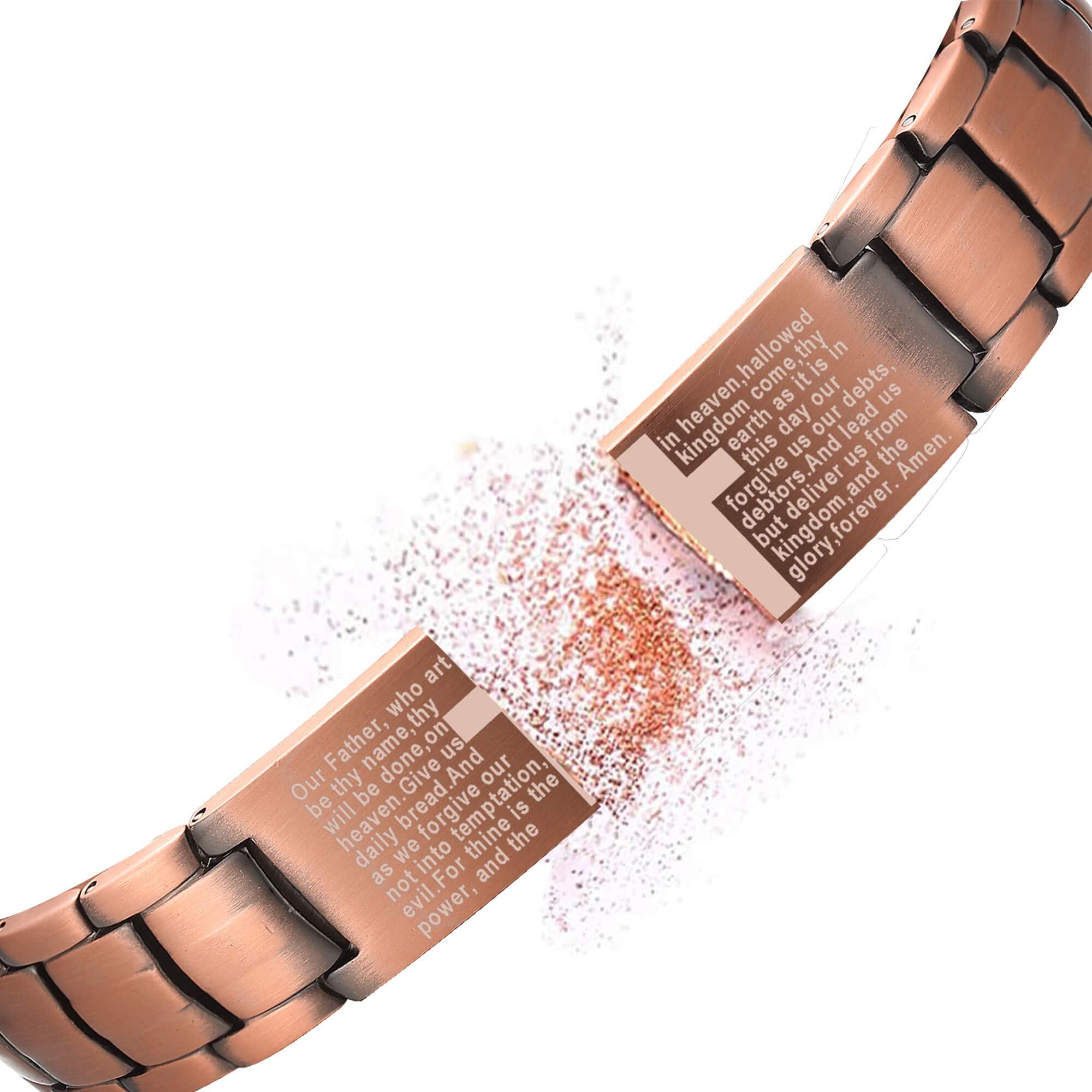 MagEnergy cross magnetic bracelet featuring 3500 Gauss magnets for potential support.