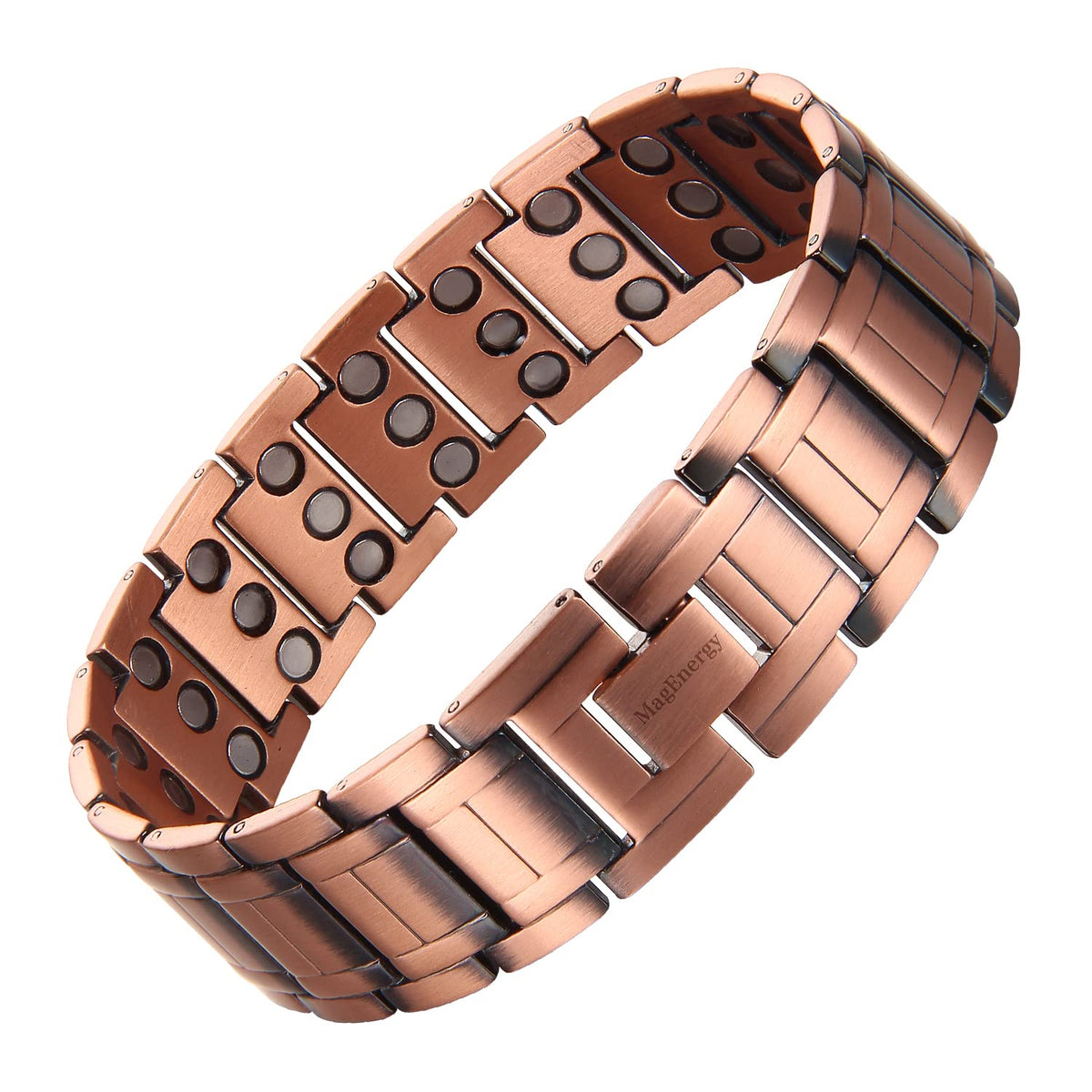 MagEnergy copper bracelet for men featuring three-row magnets, durable and stylish daily wear