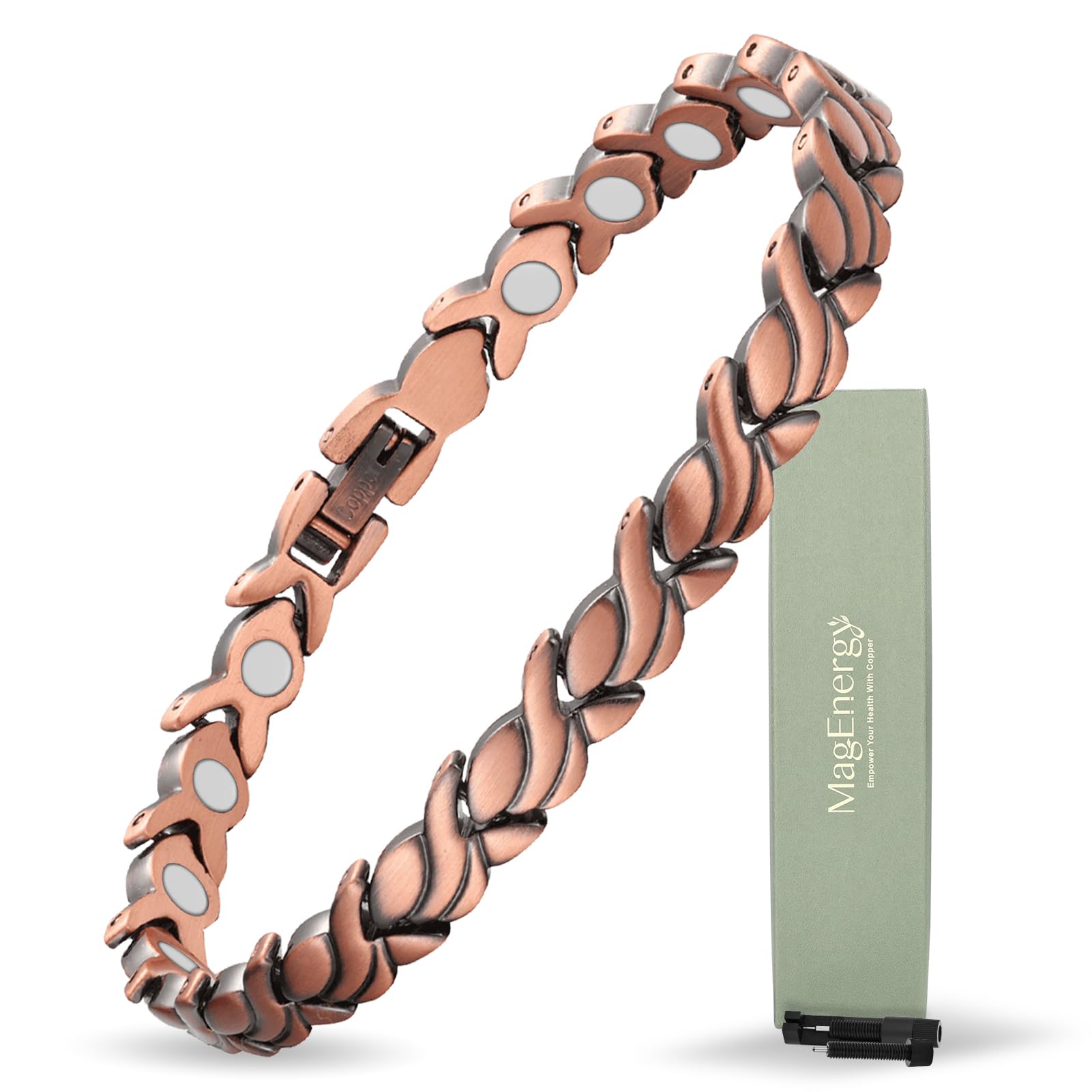MagEnergy copper bracelet for women with adjustable fit for comfortable all-day wear