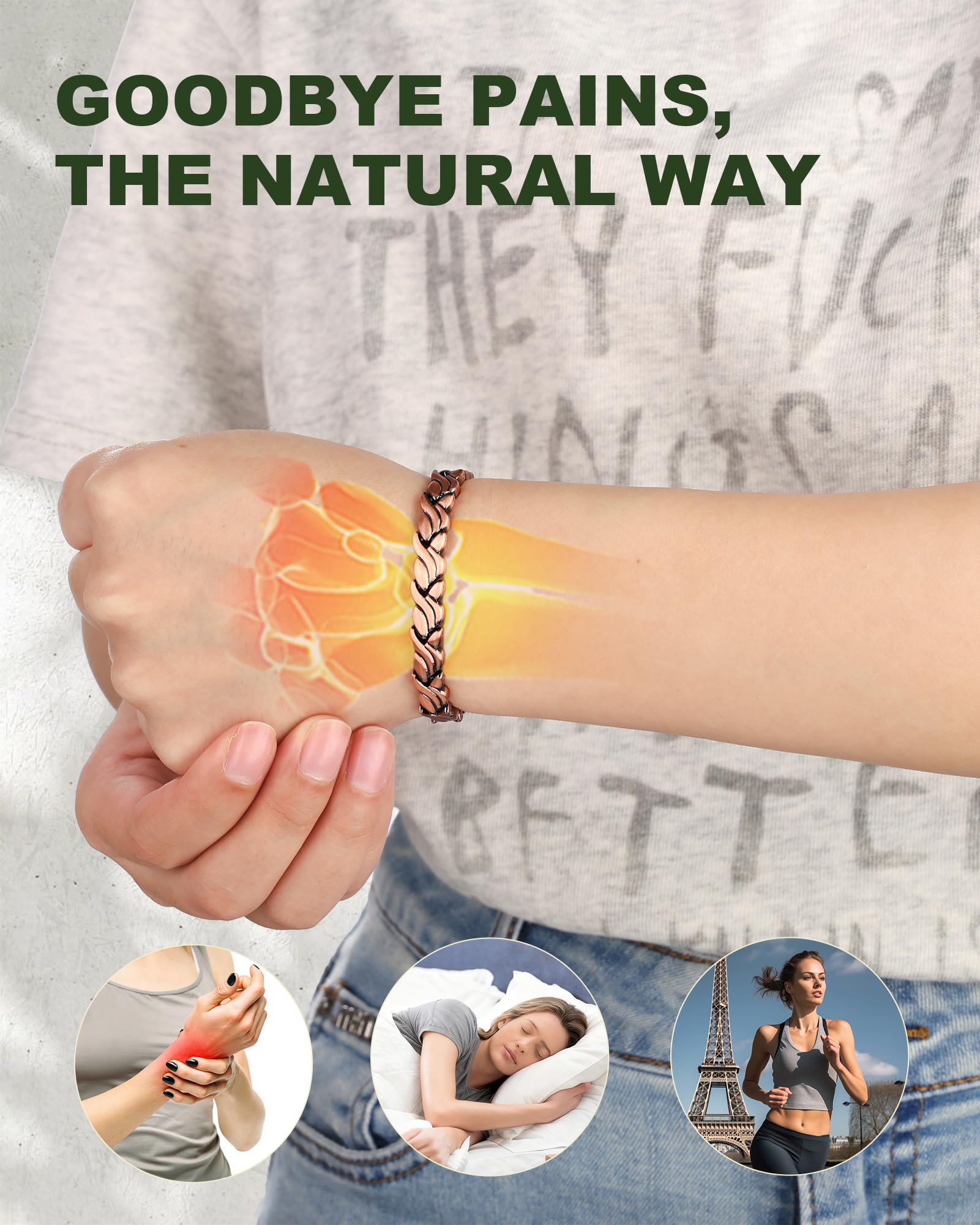 MagEnergy copper bracelet features a brushed finish and protective coating for durability