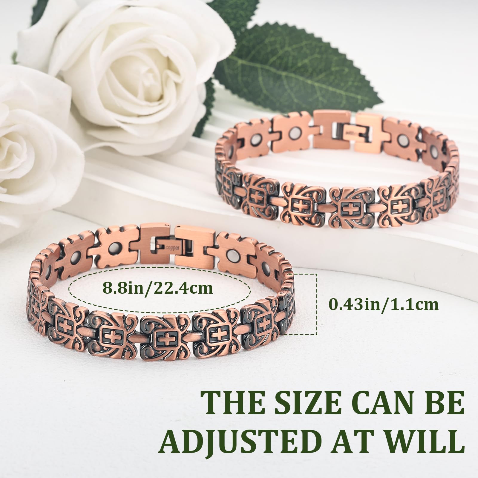 MagEnergy cross-detail bracelet showcases biblical symbol for stylish daily wear.