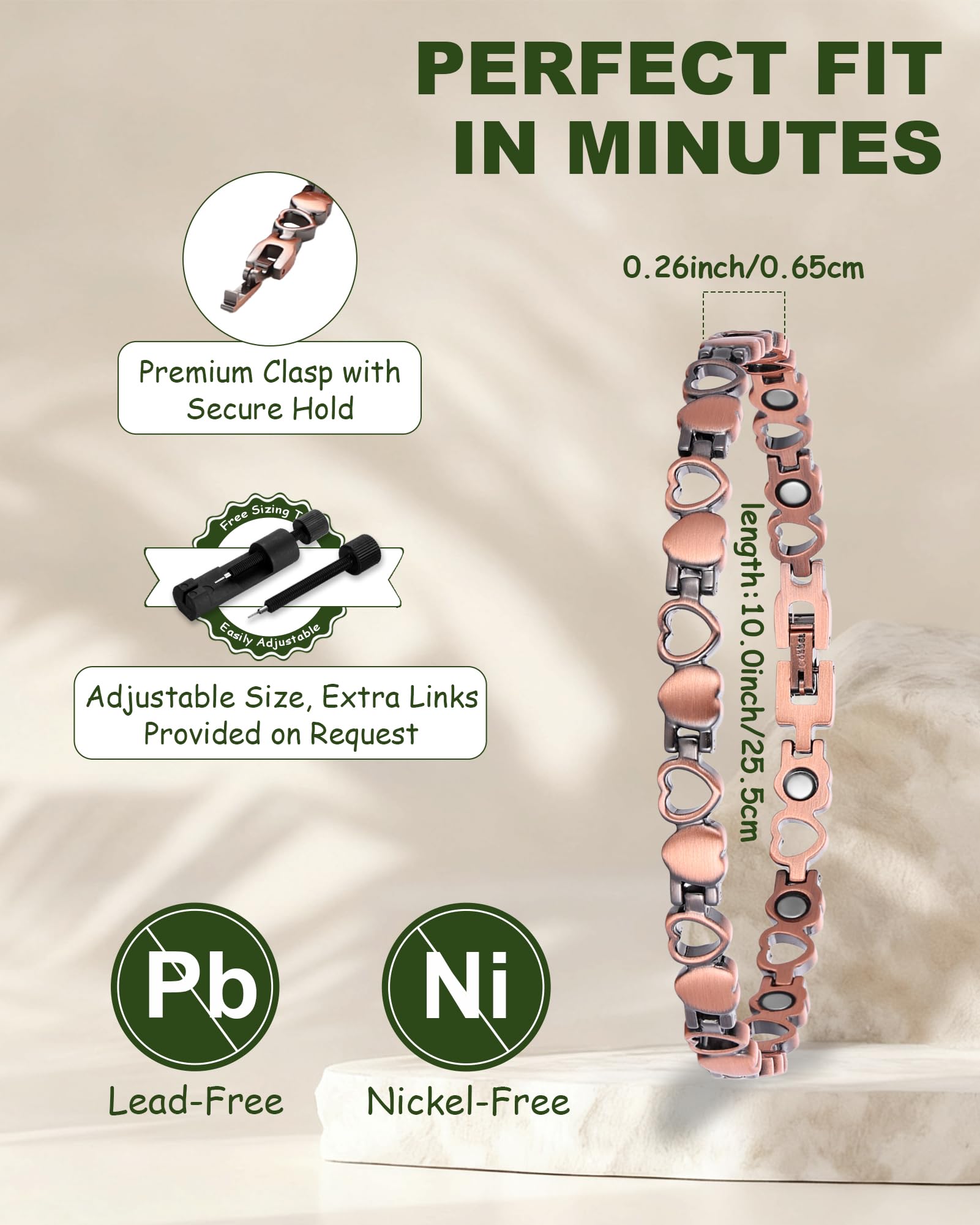 MagEnergy hypoallergenic copper design minimizes skin irritation for sensitive wearers