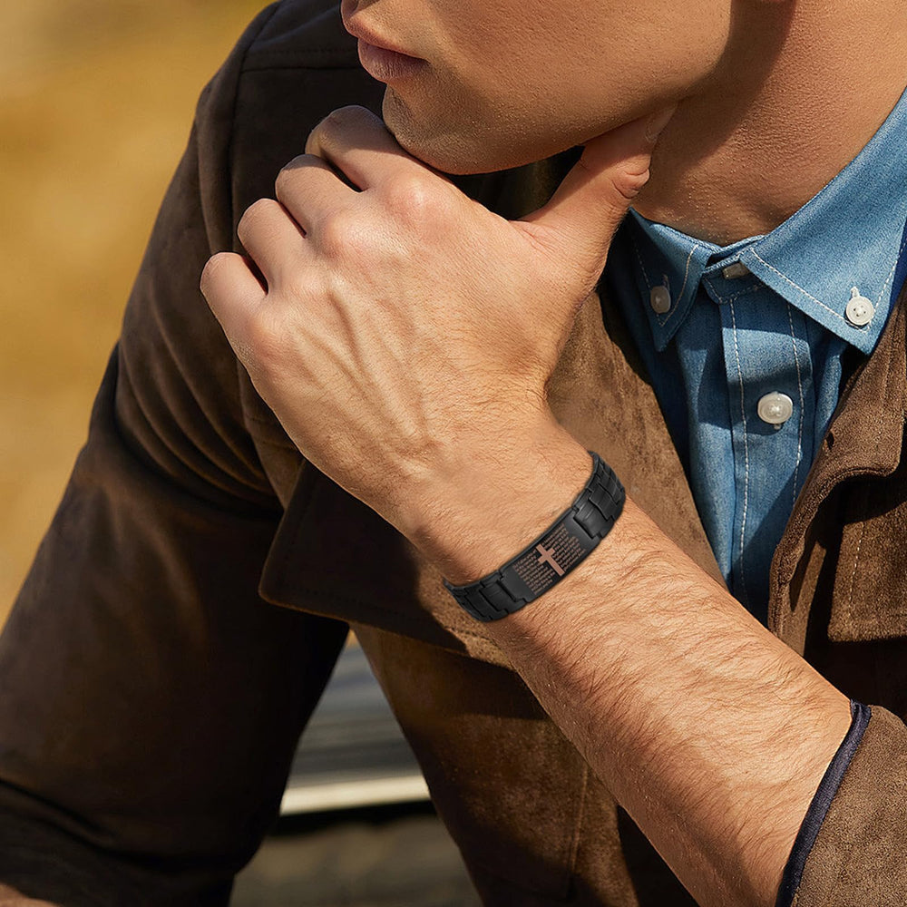 MagEnergy men's copper bracelet displayed in a black gift box