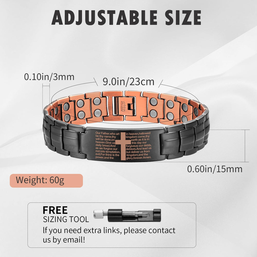 MagEnergy adjustable sizing tool with cross bracelet for perfect fit