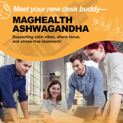 Close-up shows Ashwagandha and Fenugreek ingredients used in MagHealth blend.