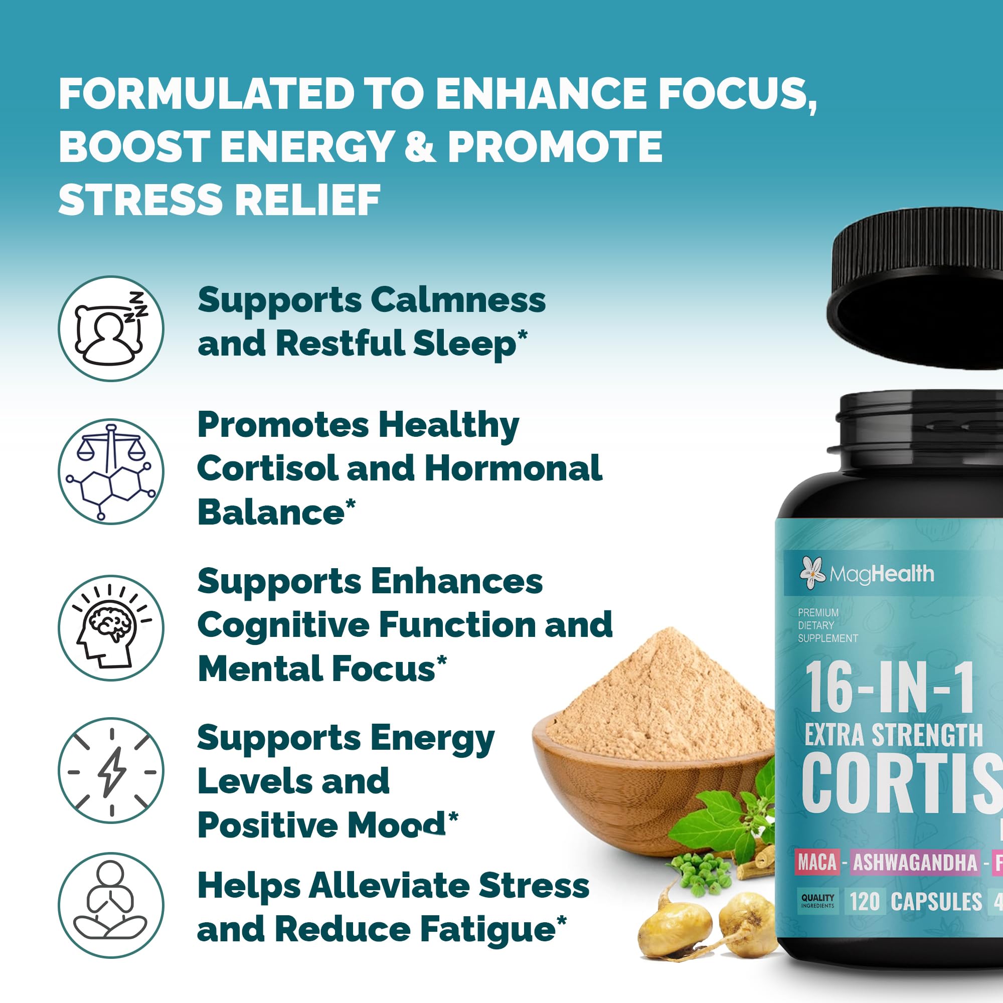 MagHealth Cortisol Complex routine scene hints at sustained endurance across the day.