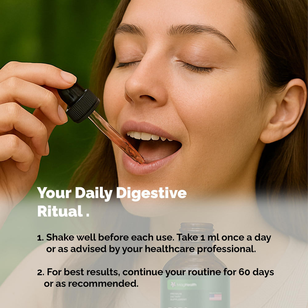MagHealth digestive wellness tincture on kitchen counter for easy routine.