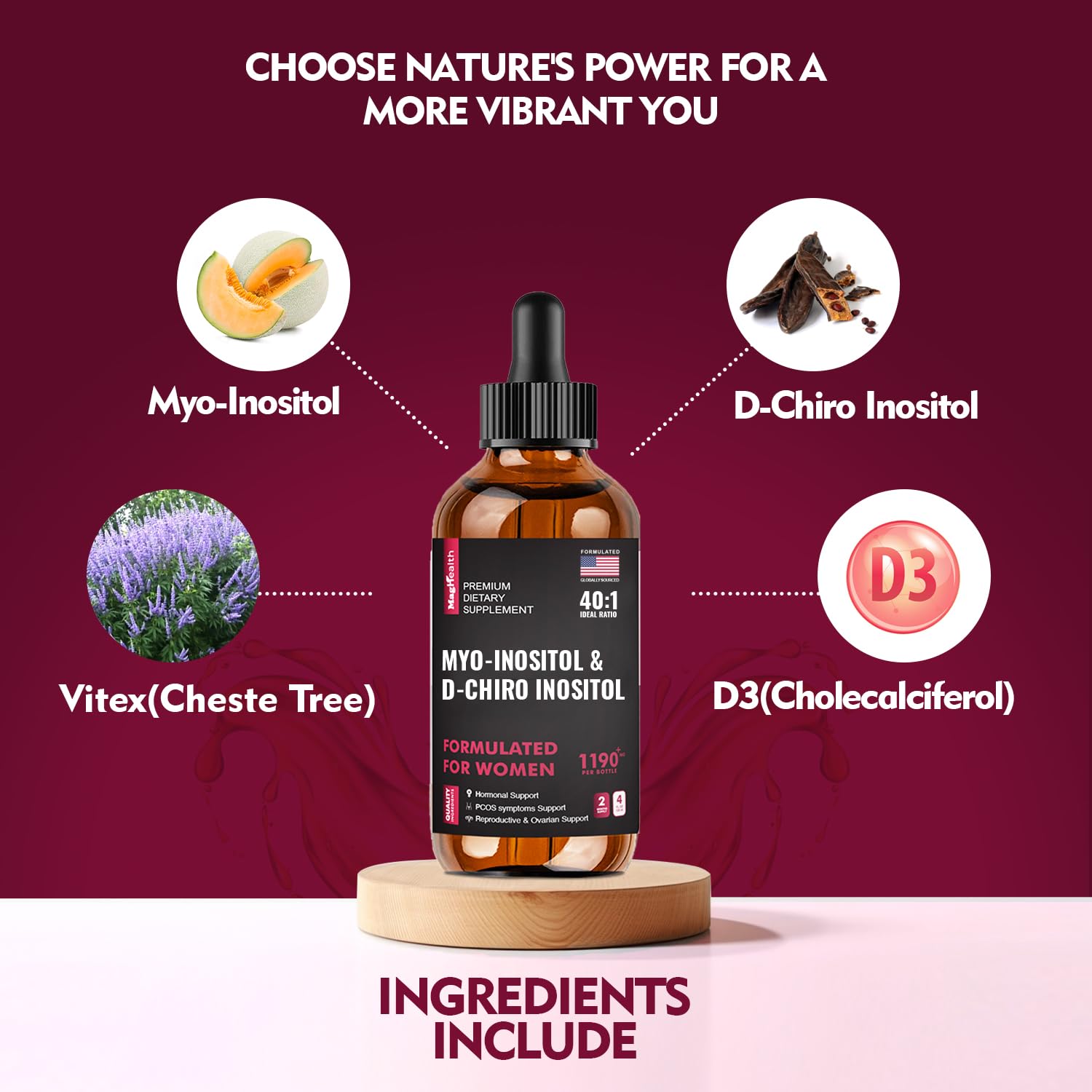 MagHealth ingredients featuring vitamin D and vitex signals added support.