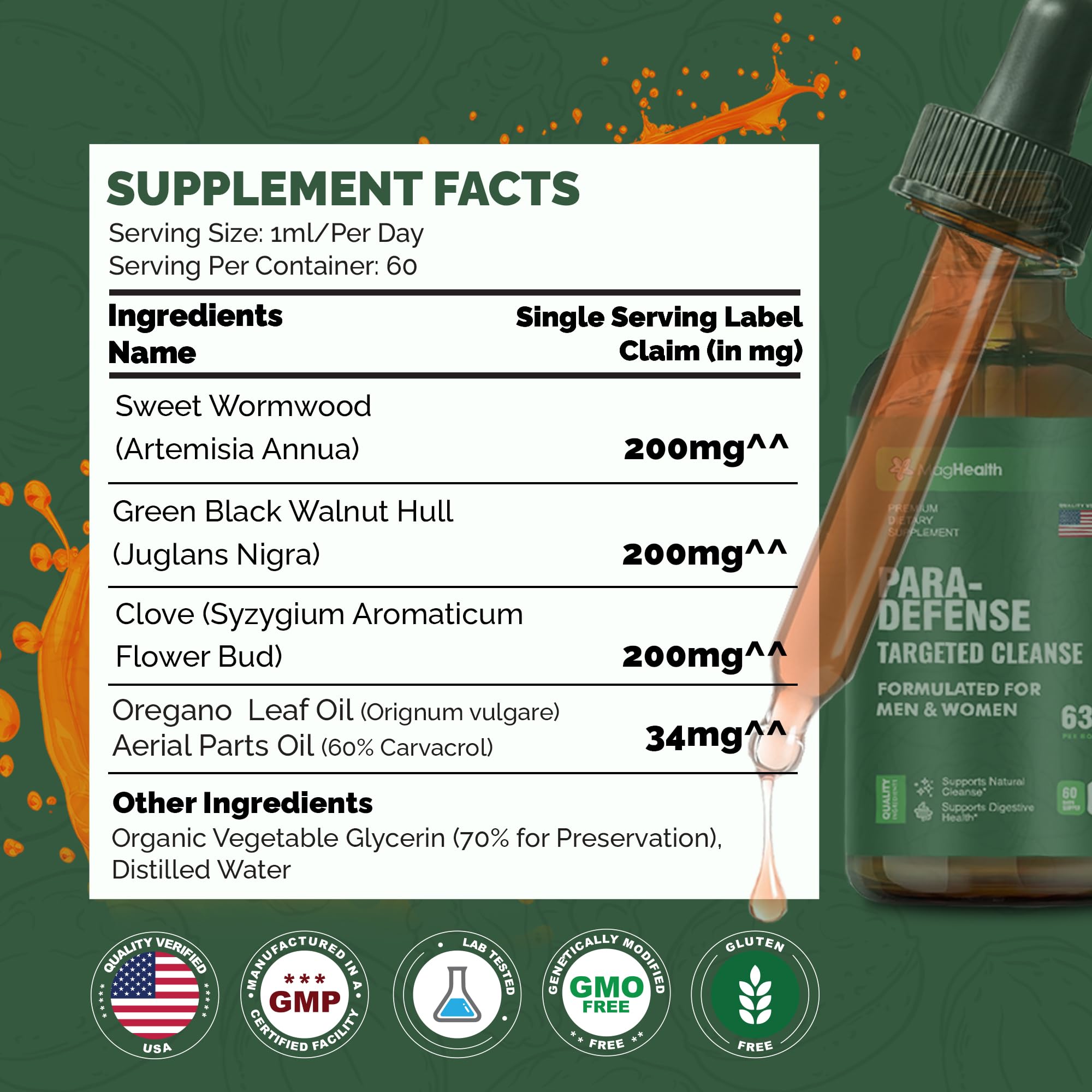 MagHealth blend ingredients wormwood walnut clove for digestive balance.