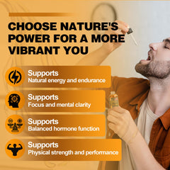 MagHealth Maca Drops side view showcasing convenient liquid formula for quick dosing.
