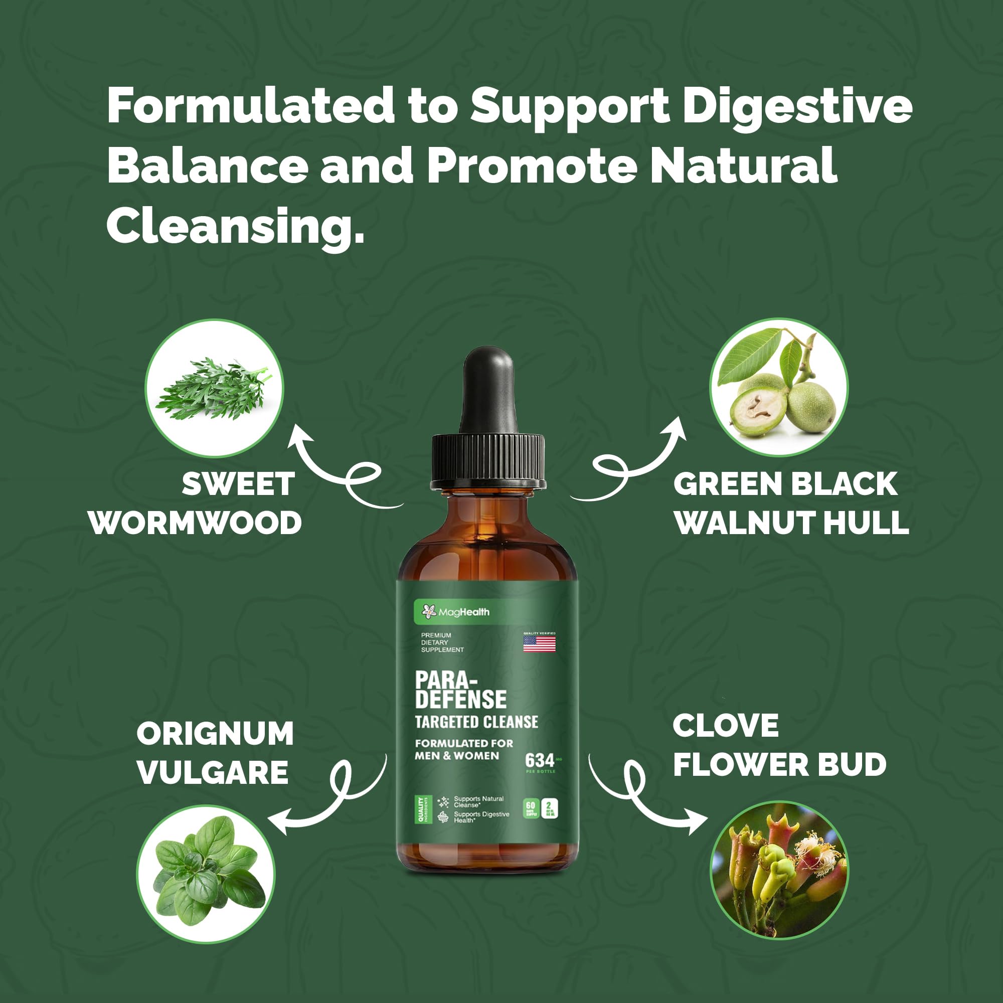 MagHealth tincture label close-up emphasizing third-party tested potency.