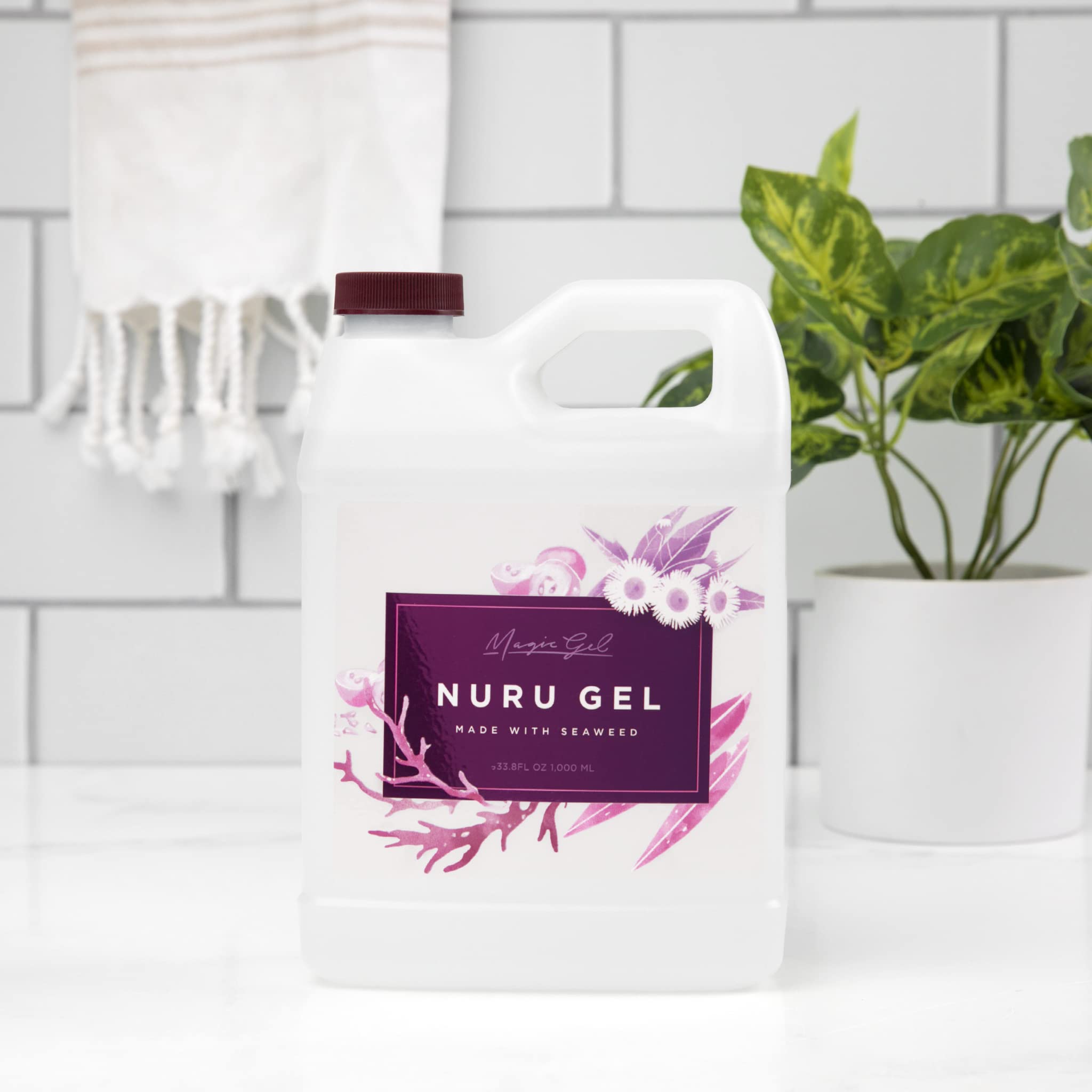 Magic Gel Nuru texture-closeup demonstrates customizable consistency with water for warmth and glide control.
