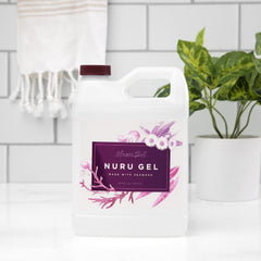 Magic Gel Nuru texture-closeup demonstrates customizable consistency with water for warmth and glide control.
