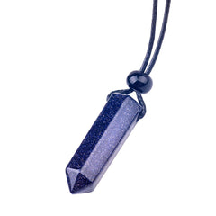 Magic Human Blue Goldstone pendant highlighting vibrant color and protective energy