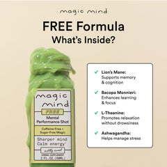Magic Mind bottle being poured into a glass for smooth, jitters-free focus.