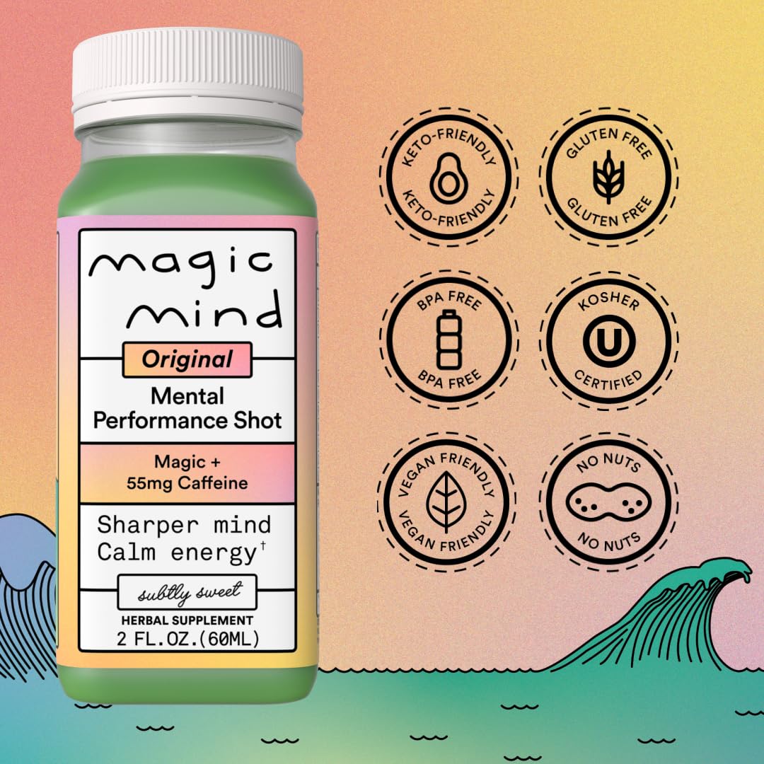 Magic Mind label close-up highlighting ashwagandha and matcha ingredients
