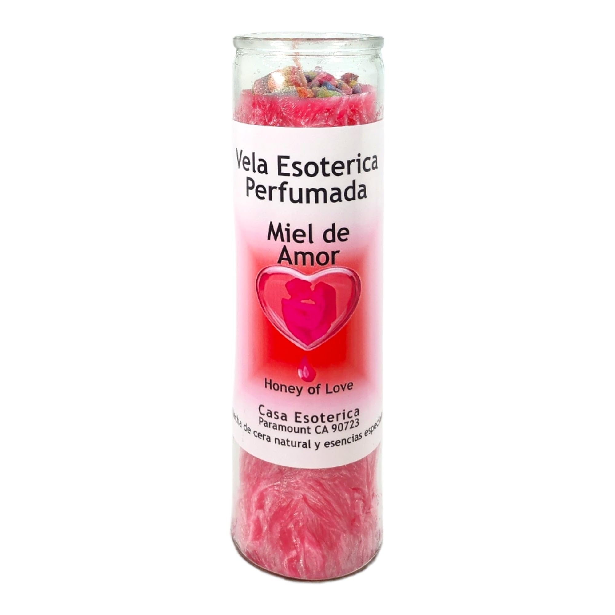 MAGICK SPACE Honey of Love Candle pink closeup for intention setting and romance rituals.