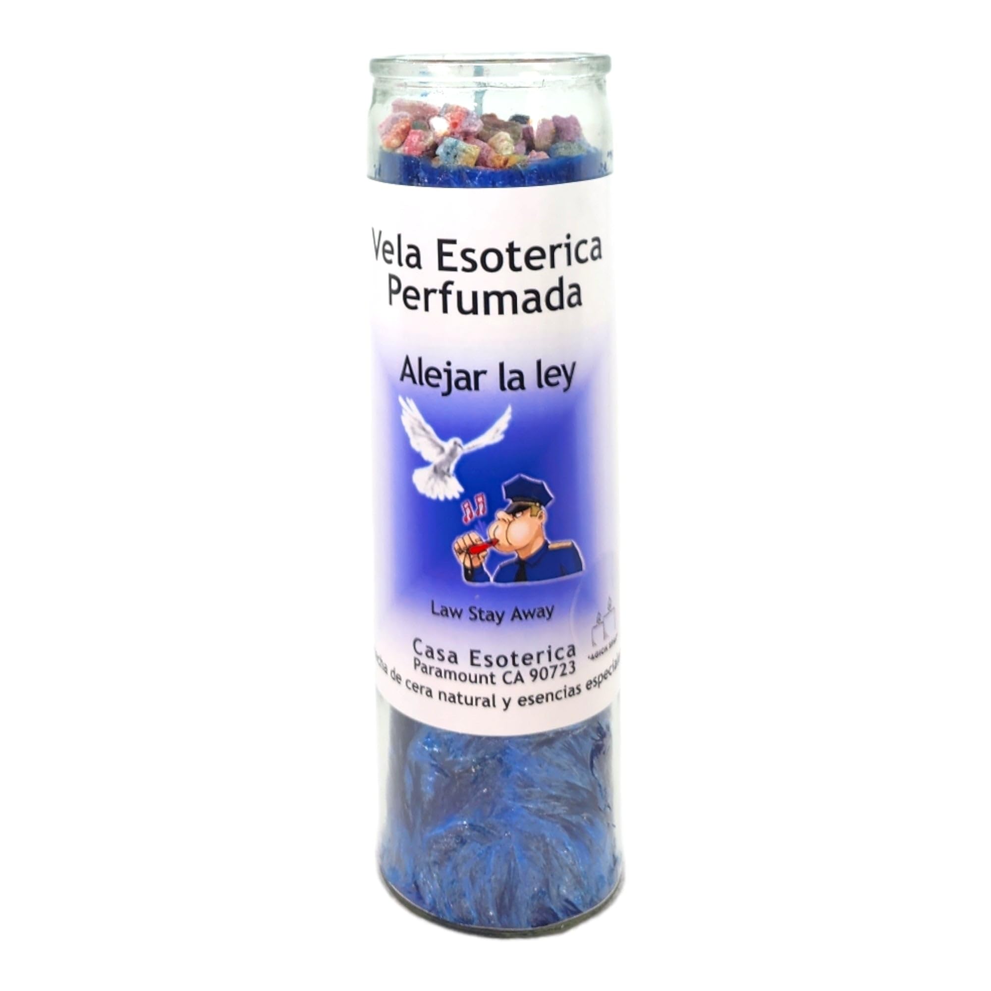 MAGICK SPACE Law Stay Away blue candle glow supports protective rituals