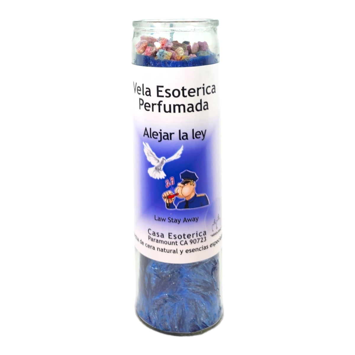 MAGICK SPACE Law Stay Away blue candle glow supports protective rituals