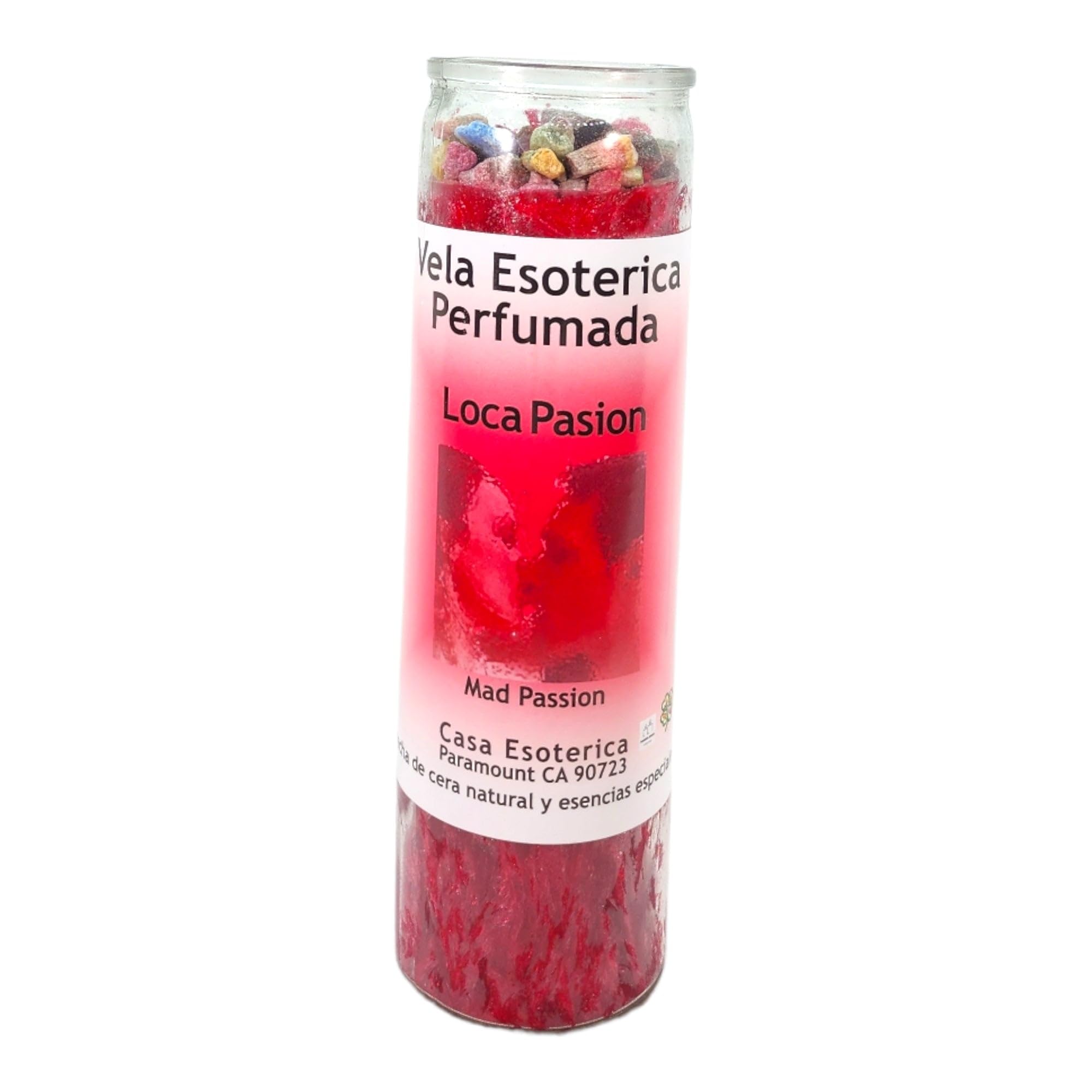 MAGICK SPACE MAD Passion candle closeup with rich red wax glow for rituals.