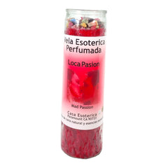 MAGICK SPACE MAD Passion candle closeup with rich red wax glow for rituals.