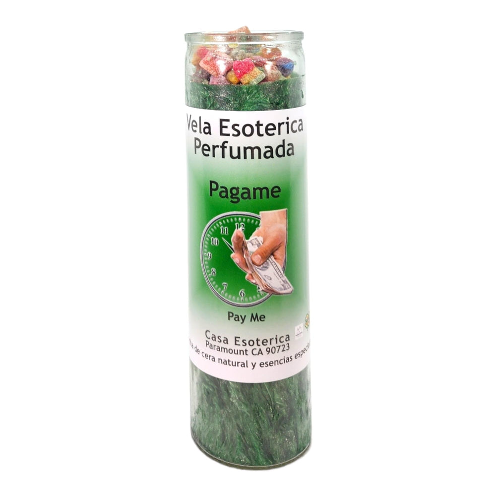 MAGICK SPACE Pay Me Palm Wax Candle green-lit enhances prosperity rituals and intention setting