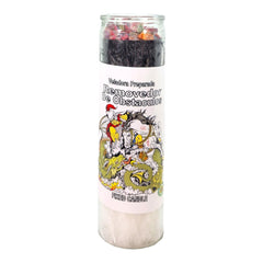 MAGICK SPACE Remove Obstacles candle in black glass enhances focus during rituals.