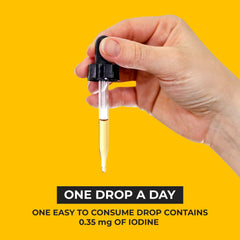 Glass bottle with dropper for controlled daily dosing.