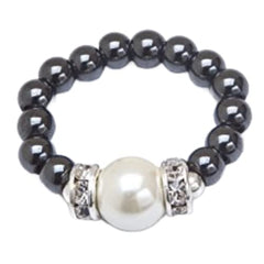 MagneHealth black hematite ring with magnetic focal bead for balance.