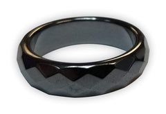 MagneHealth hematite ring close-up highlighting beveled magnetic band for daily wear