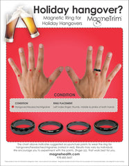 MagneHealth hematite ring packaging shown, ready for gifting with care chart