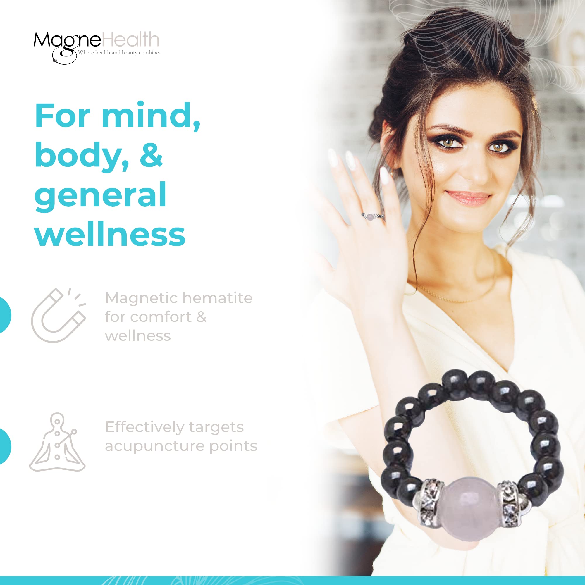 MagneHealth rose quartz bead close-up emphasizing gentle energy symbolism.