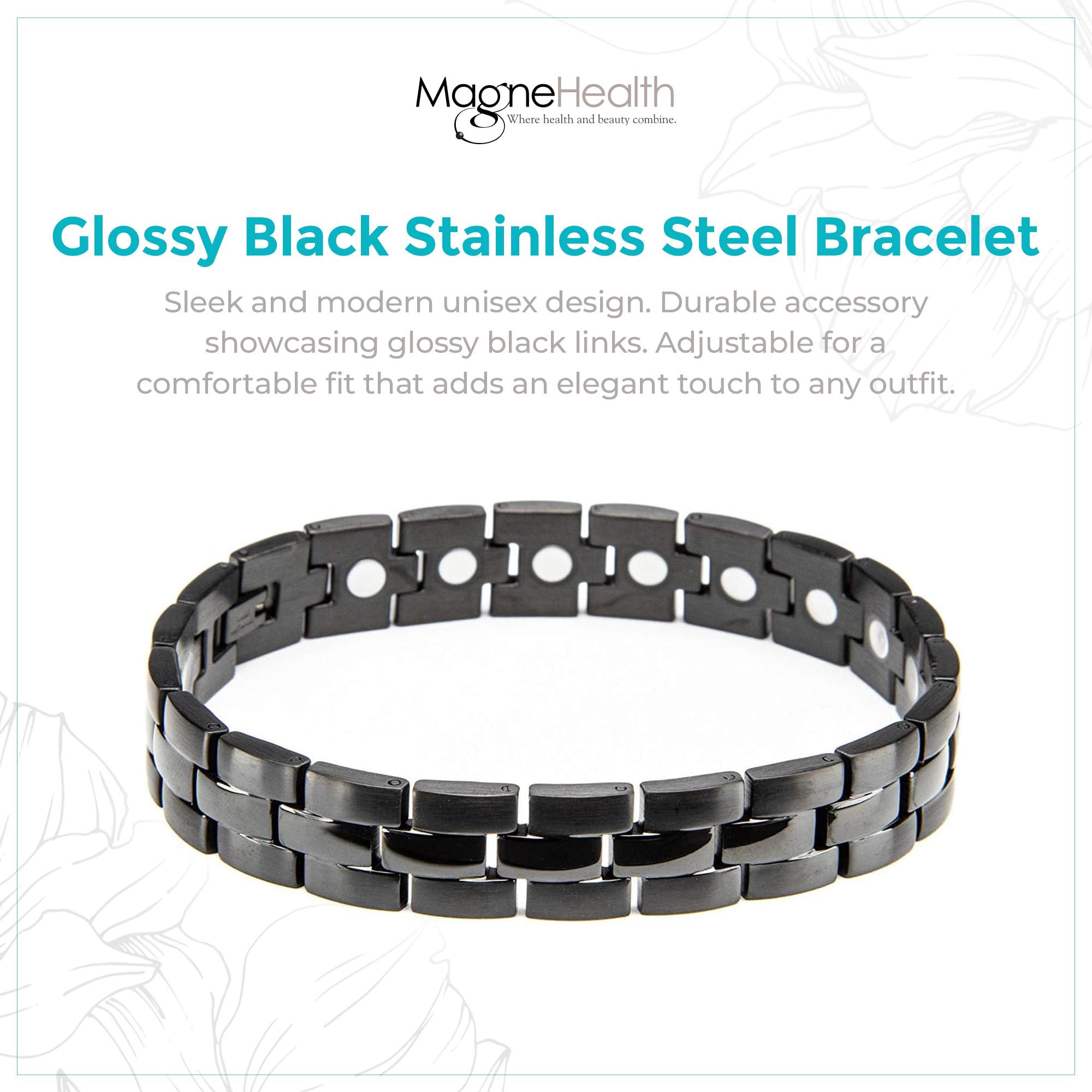 MagneHealth bracelet worn on the wrist to show unisex fit and sleek style