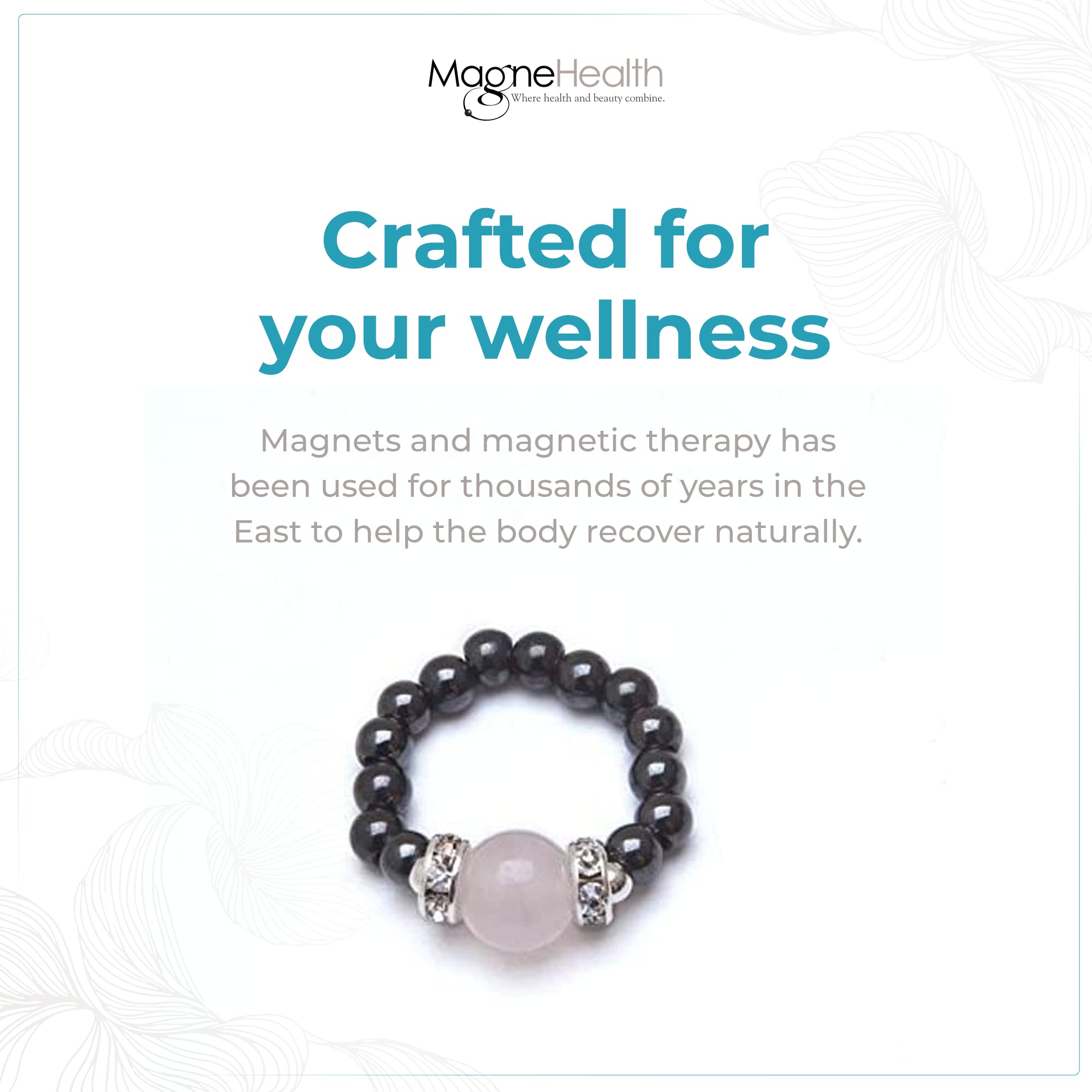 MagneHealth stretch ring on finger shows comfortable unisex fit.
