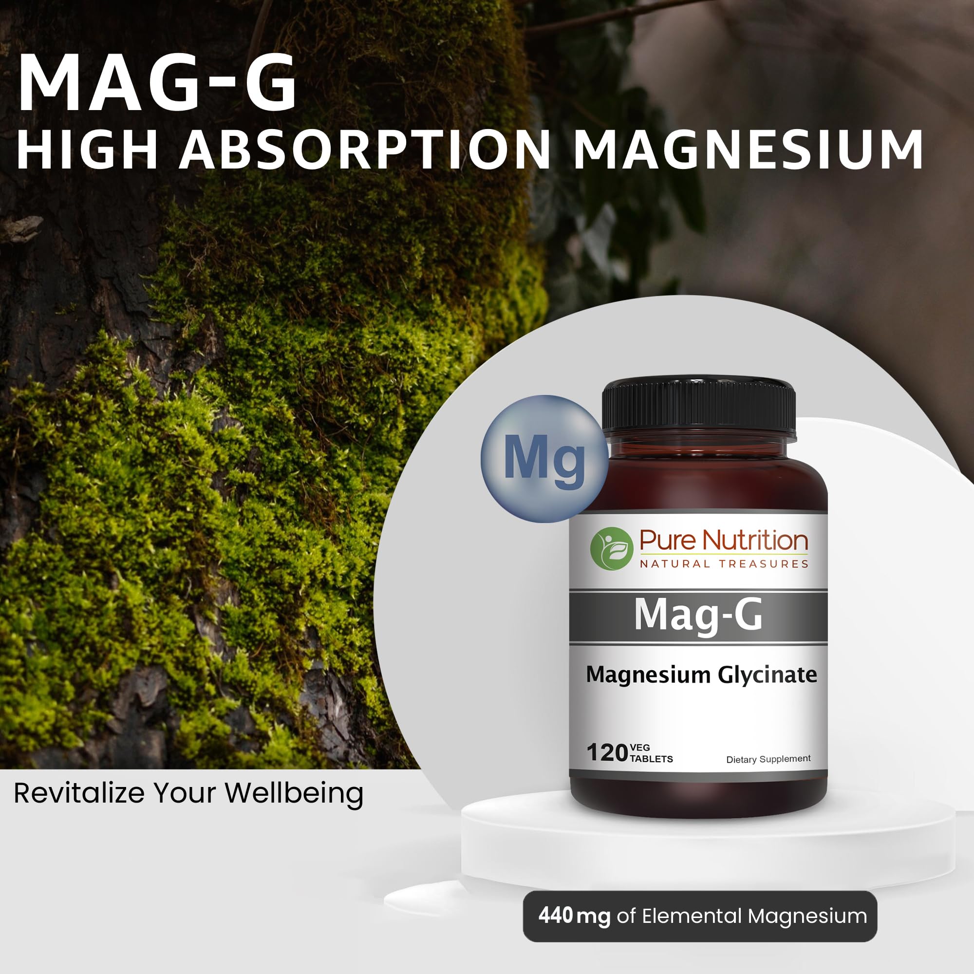 MagG magnesium glycinate tablets being dispensed for daily use.
