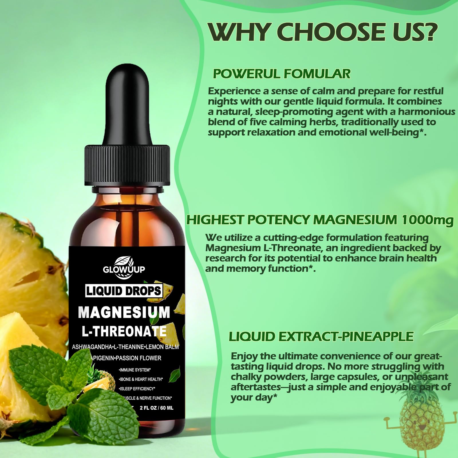 Magnesium L-Threonate Liquid Drops bioavailability graphic illustrating rapid uptake.