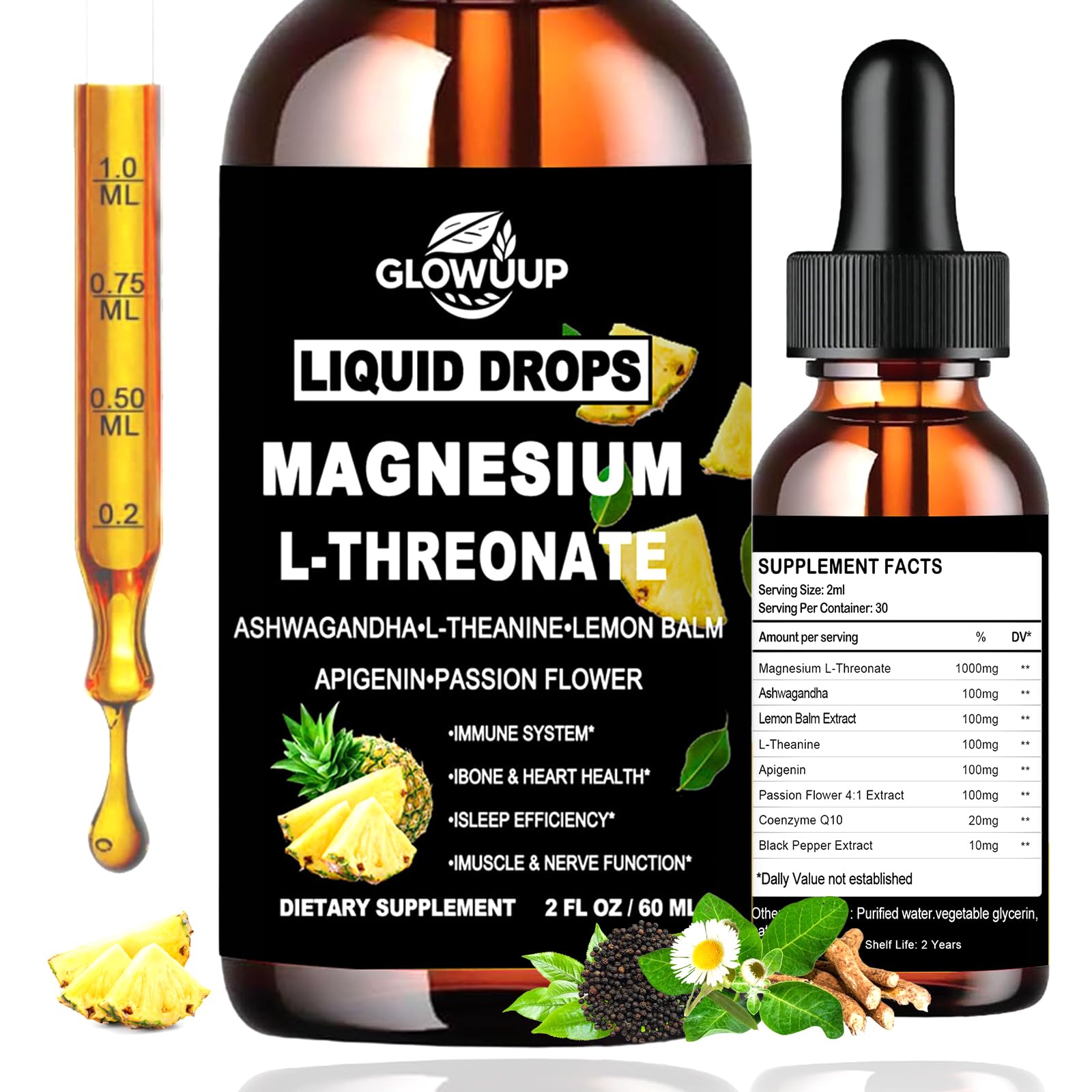 Magnesium L-Threonate Liquid Drops bottle for easy daily brain support and fast absorption.