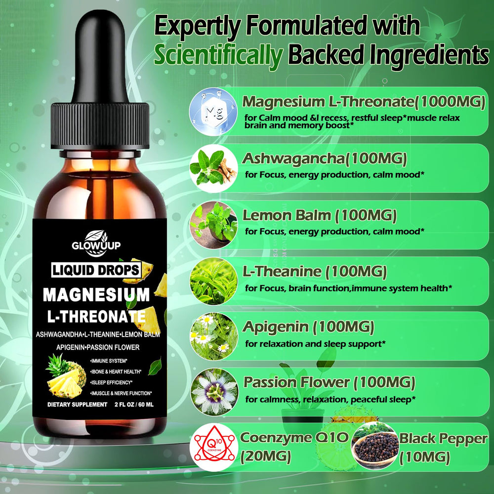 Magnesium L-Threonate Liquid Drops droplet dispensing method for precise, convenient use.