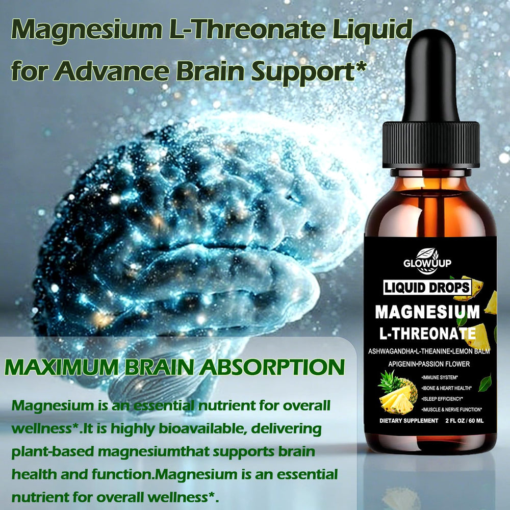 Magnesium L-Threonate Liquid Drops ingredients blend image showing co-factors for enhanced absorption.