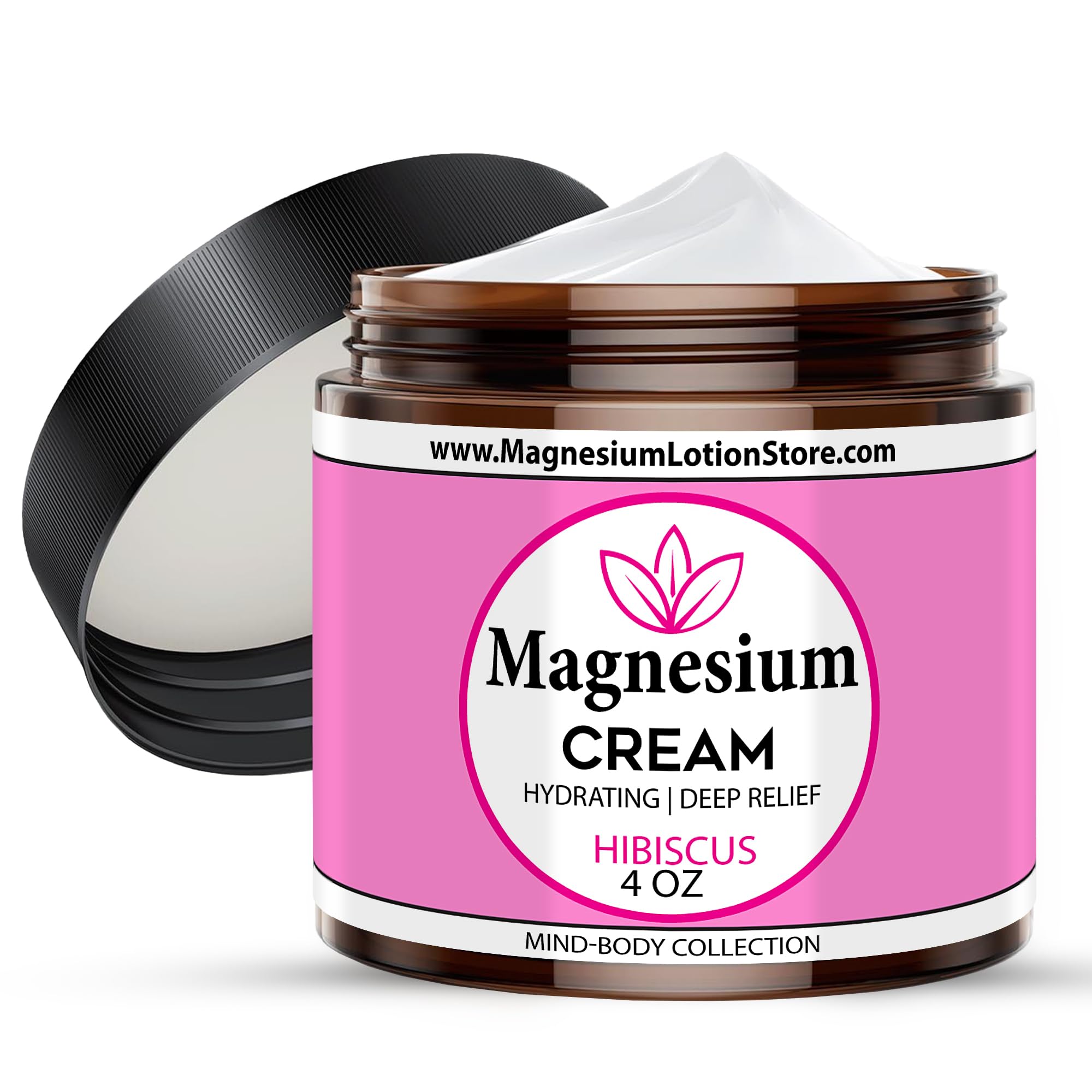 Magnesium Lotion Store hibiscus scent bottle promotes calm before bed