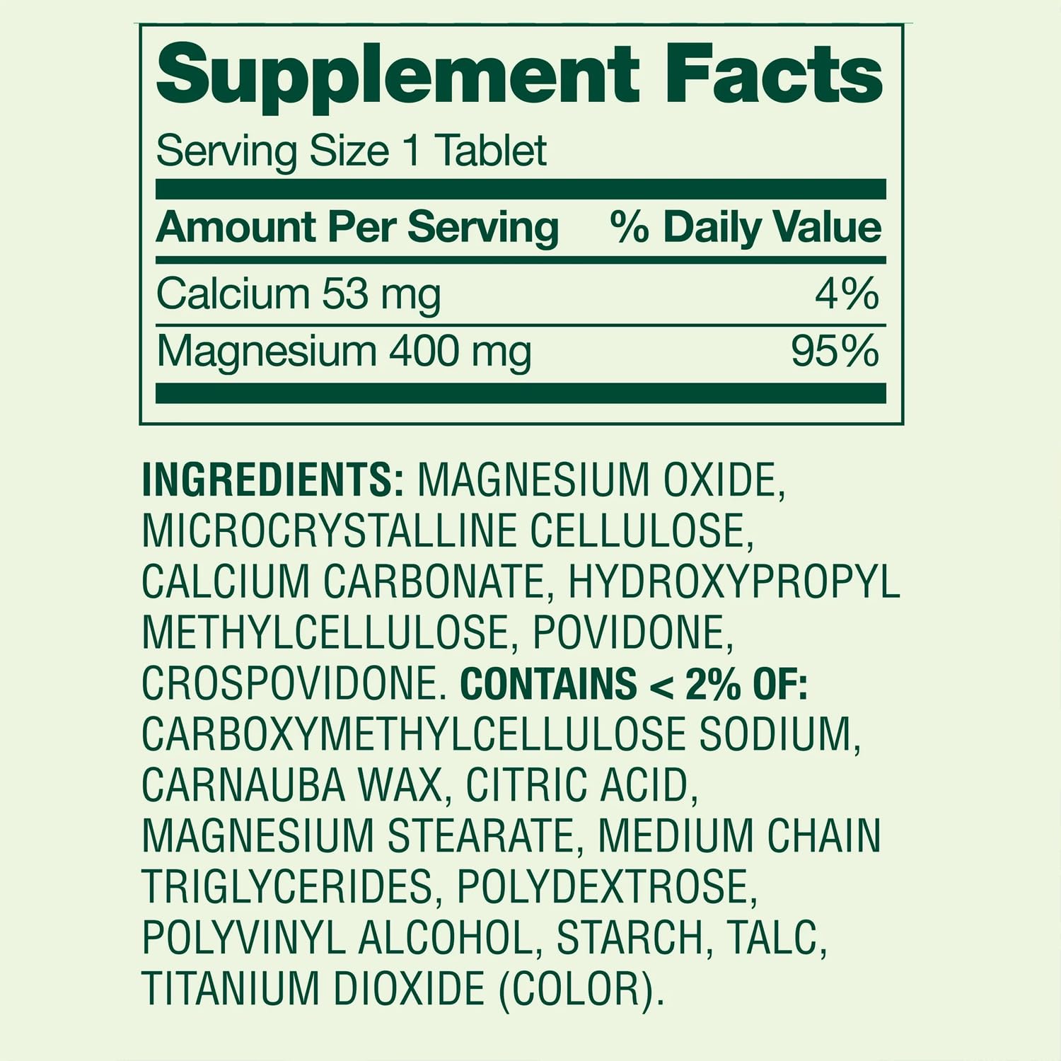 Magnesium oxide 400mg tablet closeup pill; easy to swallow.