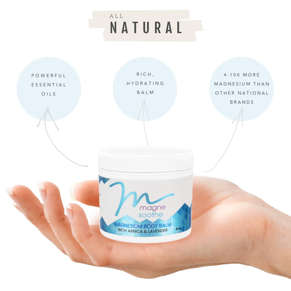 MagneSoothe natural ingredient blend highlighted for soothing care.