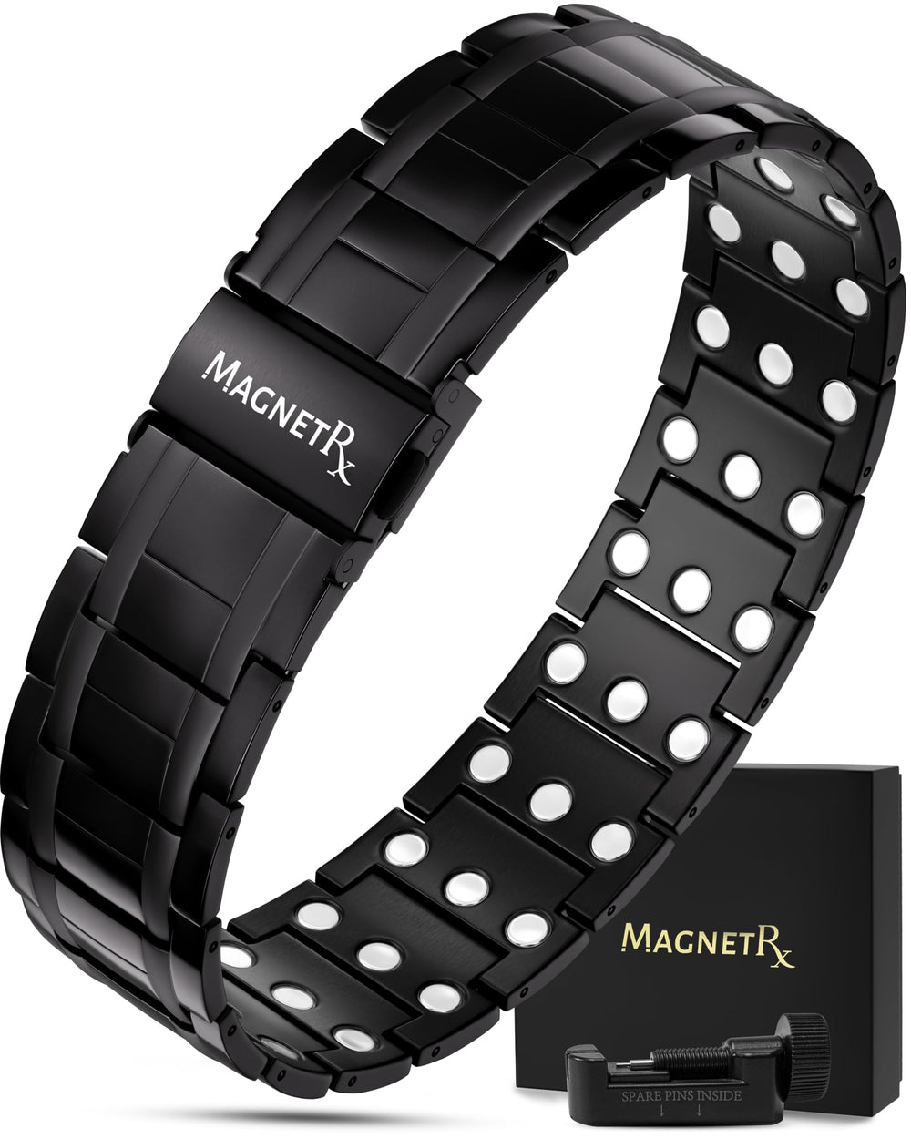 MagnetRX 3X strength bracelet in black for daily wear and targeted support