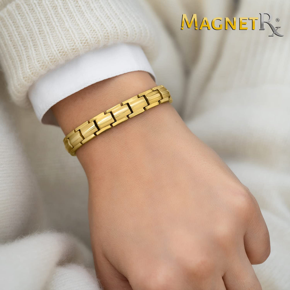 Close-up of magnets in MagnetRX bracelet with 3000 gauss for everyday support