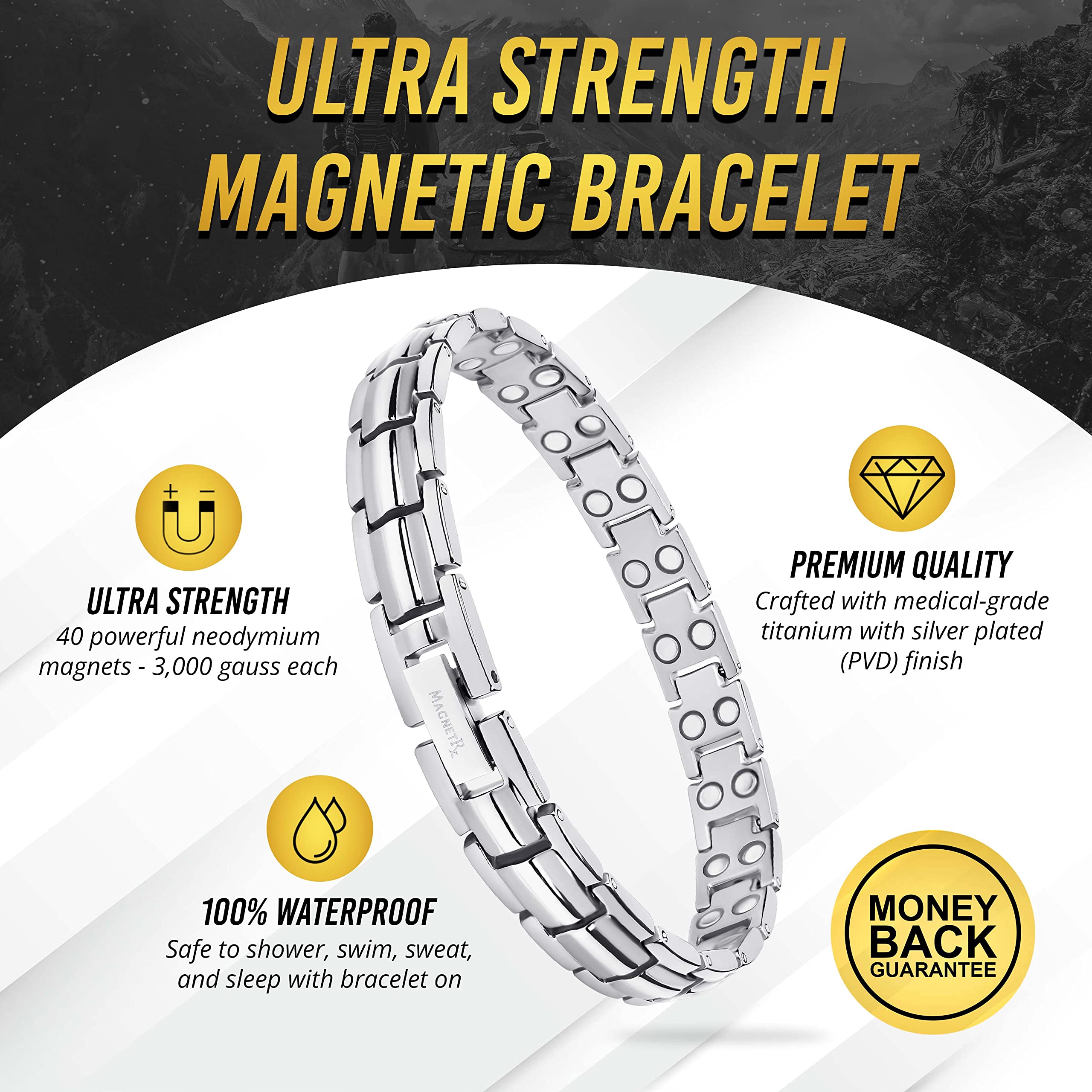MagnetRX bracelet includes a sizing tool for precise, comfortable fit.
