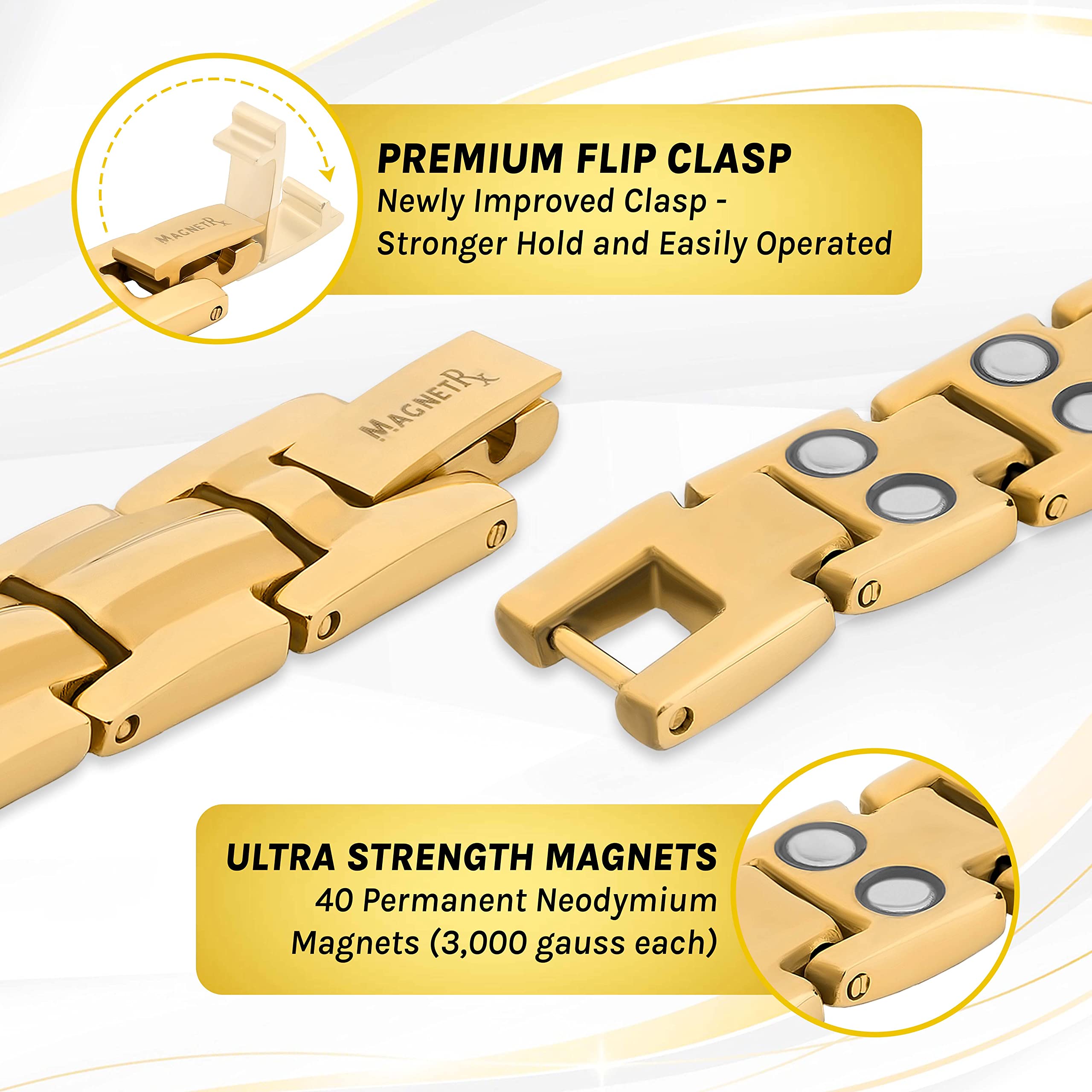 Sizing tool shown with MagnetRX adjustable bracelet for precise fit