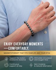 MagnetRX bracelet on wrist displaying elegant beaded design with magnetic support
