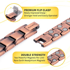 Durable coating on MagnetRX copper ankle bracelet emphasizes long-lasting wear.